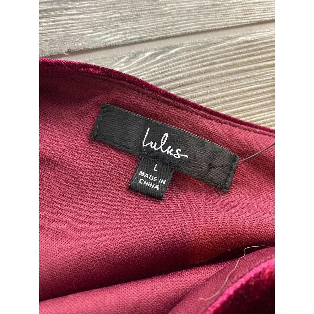Lulu's VELVET ONE SHOULDER CROP TOP WOMENS SIZE Large Side Cinch Zipper NWT - Picture 8 of 10